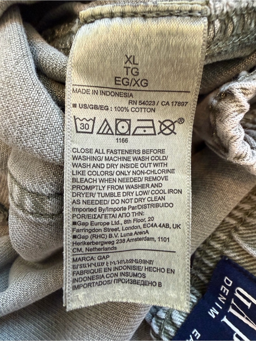 Gap Mid Rise Easy Wide Leg Drawstring 100% Cotton Cargo Pants in Mesculen Green - Picture 10 of 13